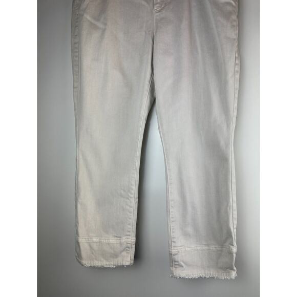 J. Jill Authentic Fit Cropped Jeans Fringe Raw Hem Pebble Cream Plus Size 16 - Picture 6 of 7
